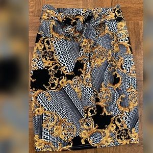 Midi Pencil skirt gold & black fancy skirt - XL/L